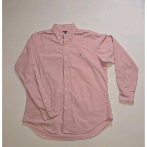 Polo Ralph Lauren Men's Classic Fit Shirt Medium Pink 100% Cotton Button Up Logo